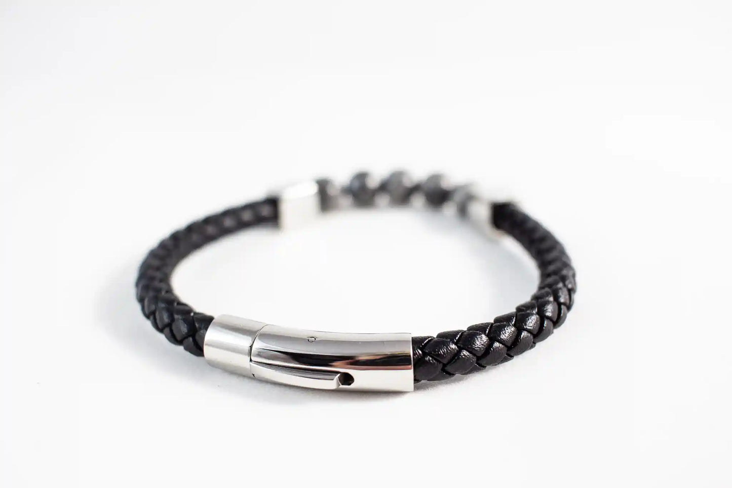 Bratara Barbati Piele cu Margele Semi-pretioase