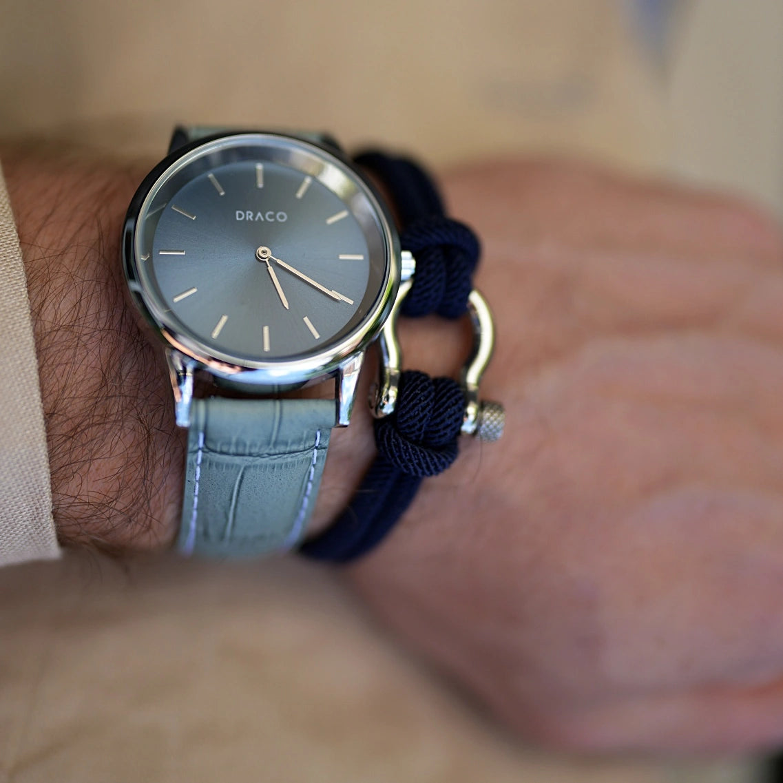 Ceas Celestial - Albastru - Piele