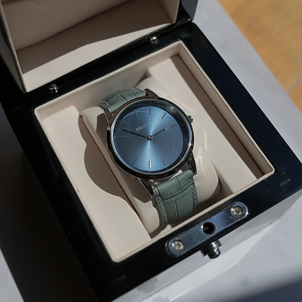 Ceas Celestial - Albastru - Piele