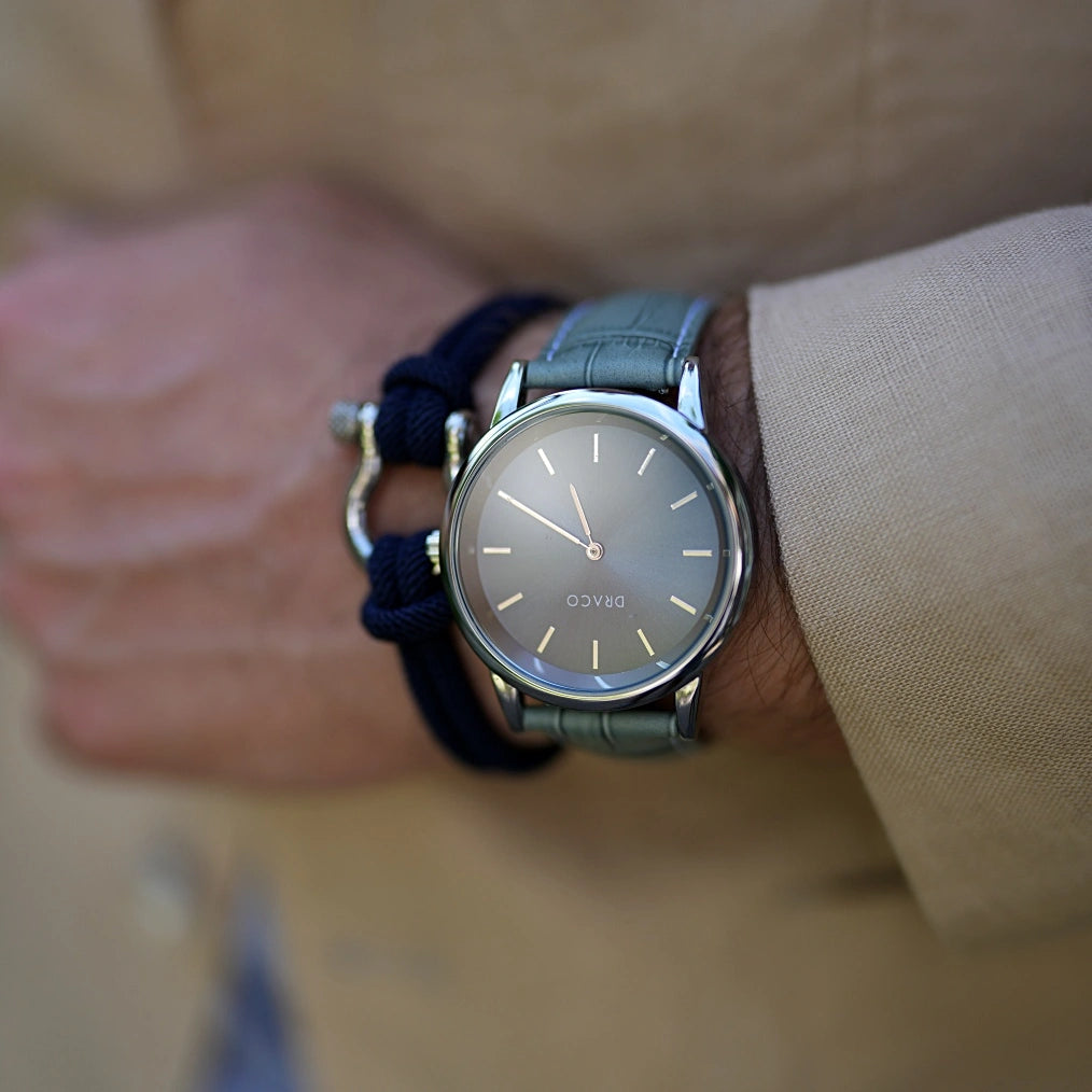 Ceas Celestial - Albastru - Piele