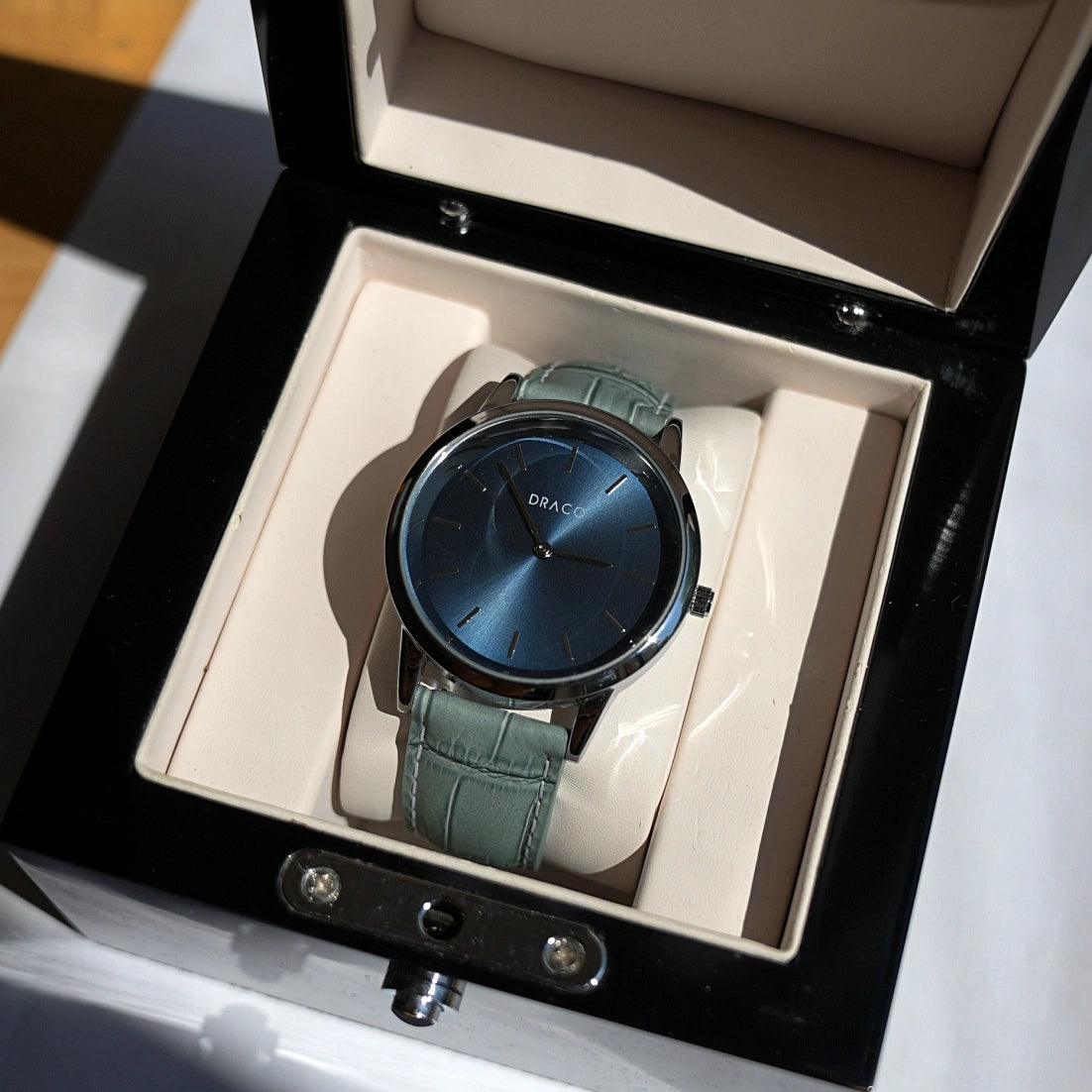 Ceas Celestial - Albastru - Piele