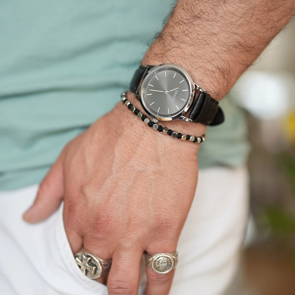 Ceas Celestial - Negru - Piele