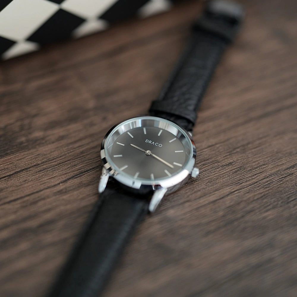 Ceas Celestial - Negru - Piele