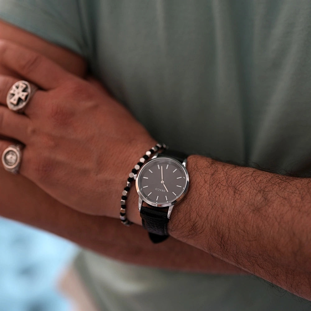 Ceas Celestial - Negru - Piele